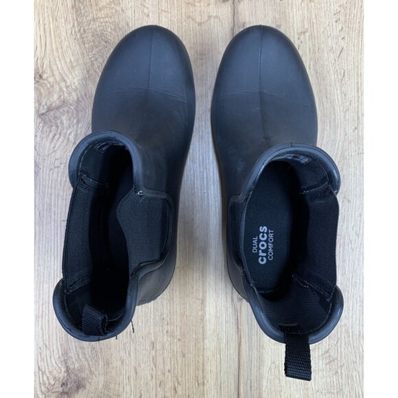 CROCS Freesail Chelsea Dual Comfort Black Rain Boots Waterproof Women's Size 8 - Picture 12 of 15